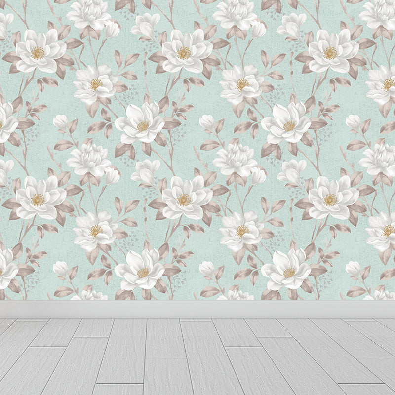 Light Color Flowers Wall Mural Decal Moisture Resistant Modern Girls Bedroom Wal Art Beige Clearhalo 'Wall Decor' 'Wall Mural' 1786123