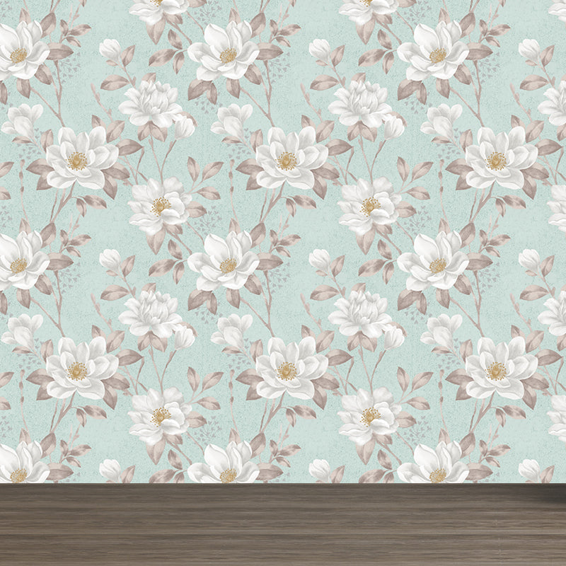 Light Color Flowers Wall Mural Decal Moisture Resistant Modern Girls Bedroom Wal Art Clearhalo 'Wall Decor' 'Wall Mural' 1786124