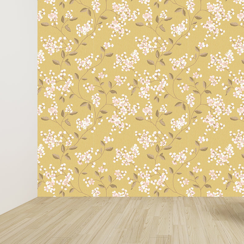 Light Color Flowers Wall Mural Decal Moisture Resistant Modern Girls Bedroom Wal Art Clearhalo 'Wall Decor' 'Wall Mural' 1786129