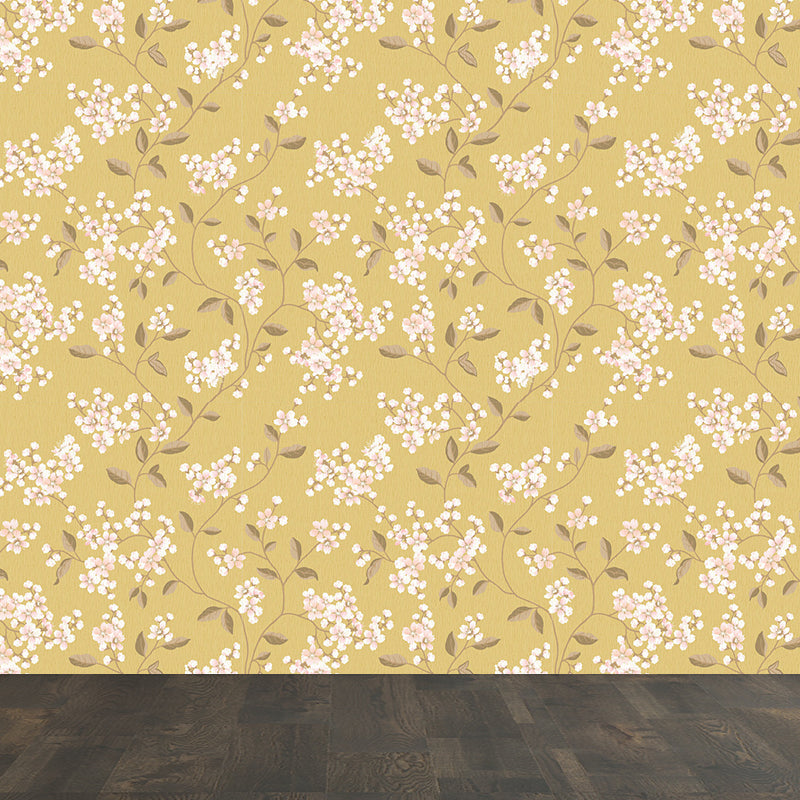 Light Color Flowers Wall Mural Decal Moisture Resistant Modern Girls Bedroom Wal Art Clearhalo 'Wall Decor' 'Wall Mural' 1786130