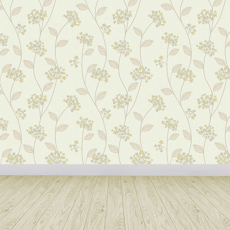 Light Color Flowers Wall Mural Decal Moisture Resistant Modern Girls Bedroom Wal Art Light Green Clearhalo 'Wall Decor' 'Wall Mural' 1786138