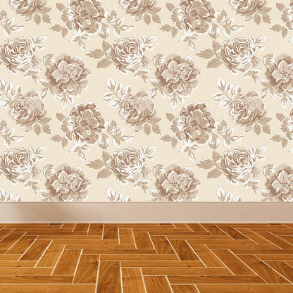 Light Color Flowers Wall Mural Decal Moisture Resistant Modern Girls Bedroom Wal Art Brown Clearhalo 'Wall Decor' 'Wall Mural' 1786143