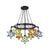 10/6/7 Lights Star Living Room Hanging Light with Wheel Stained Glass Tiffany Chandelier in Black Finish 7 Black Clearhalo 'Ceiling Lights' 'Chandeliers' 'Industrial' 'Middle Century Pendants' 'Pendant Lights' 'Pendants' 'Tiffany close to ceiling' 'Tiffany Pendants' 'Tiffany' Lighting' 178630