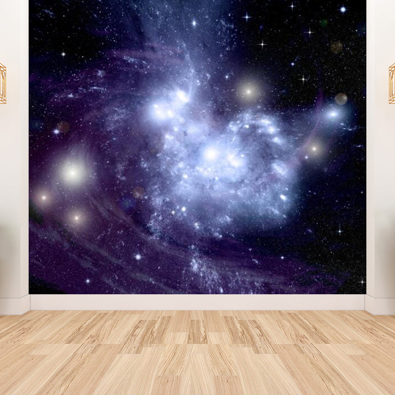 Huge Sky View Mural for Bathroom Natural Landscape Wall Art in Light Color, Stain Resistant Purple Clearhalo 'Wall Decor' 'Wall Mural' 1786443