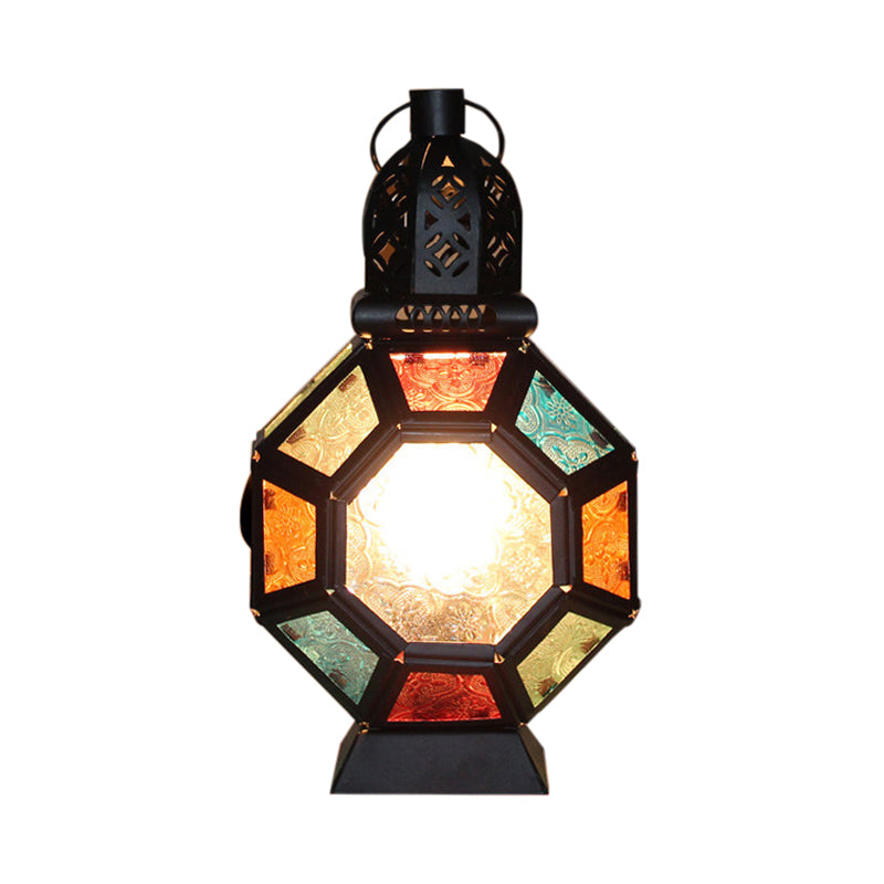 Kid Bedroom Turtle Shell Desk Light Stained Glass 1 Light Moroccan Table Light in Black Finish Clearhalo 'Lamps' 'Table Lamps' Lighting' 178645
