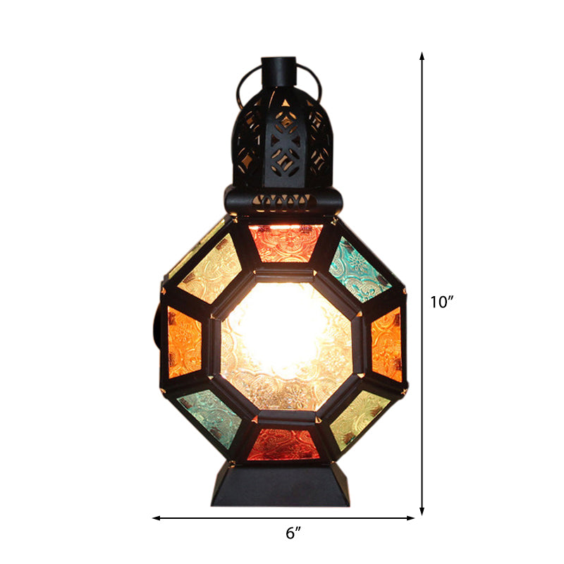 Kid Bedroom Turtle Shell Desk Light Stained Glass 1 Light Moroccan Table Light in Black Finish Clearhalo 'Lamps' 'Table Lamps' Lighting' 178646