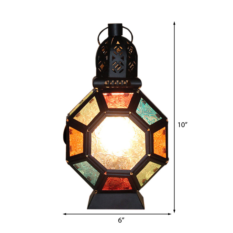 Kid Bedroom Turtle Shell Desk Light Stained Glass 1 Light Moroccan Table Light in Black Finish Clearhalo 'Lamps' 'Table Lamps' Lighting' 178646