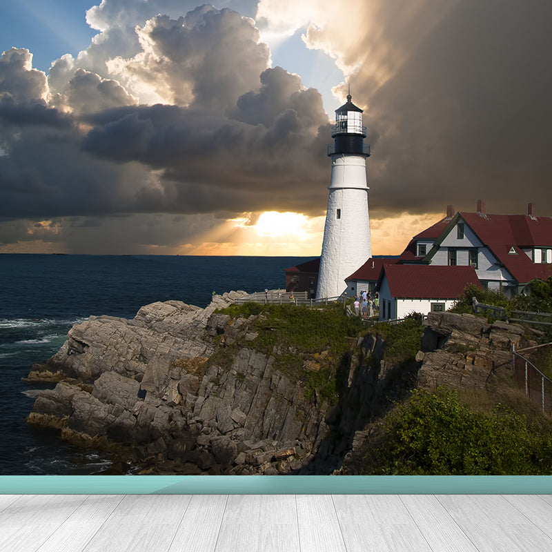 Photography Style Lighthouse Wall Mural Giant Wall Decor for Dining Room, Personalize Clearhalo 'Wall Decor' 'Wall Mural' 1786464