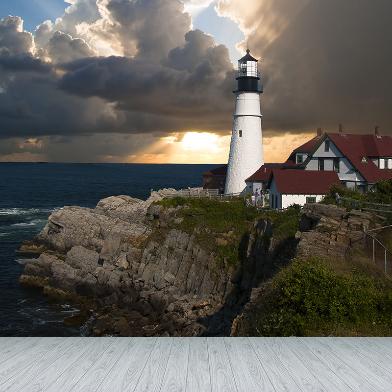 Photography Style Lighthouse Wall Mural Giant Wall Decor for Dining Room, Personalize Clearhalo 'Wall Decor' 'Wall Mural' 1786465