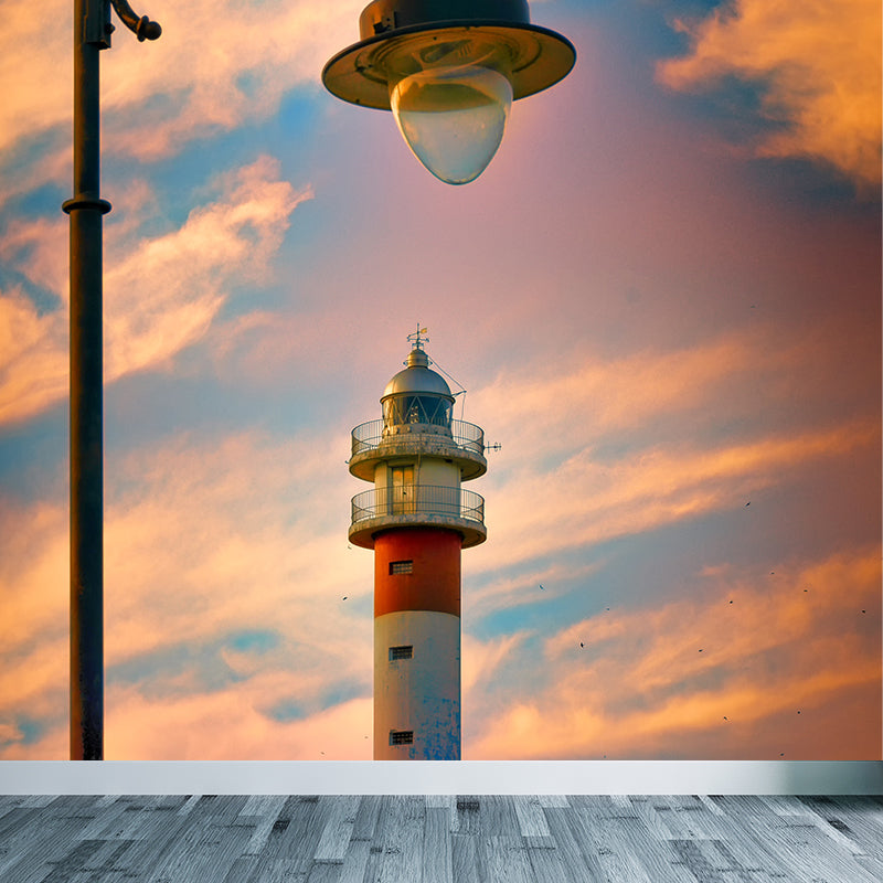 Photography Style Lighthouse Wall Mural Giant Wall Decor for Dining Room, Personalize Clearhalo 'Wall Decor' 'Wall Mural' 1786469