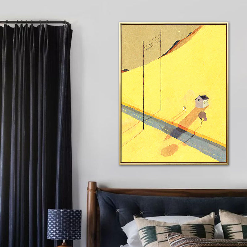 Abstract Scenery Drawing Canvas Art Nordic Textured Wall Decor in Soft Color for Room Yellow Clearhalo 'Arts' 'Canvas Art' 1786478