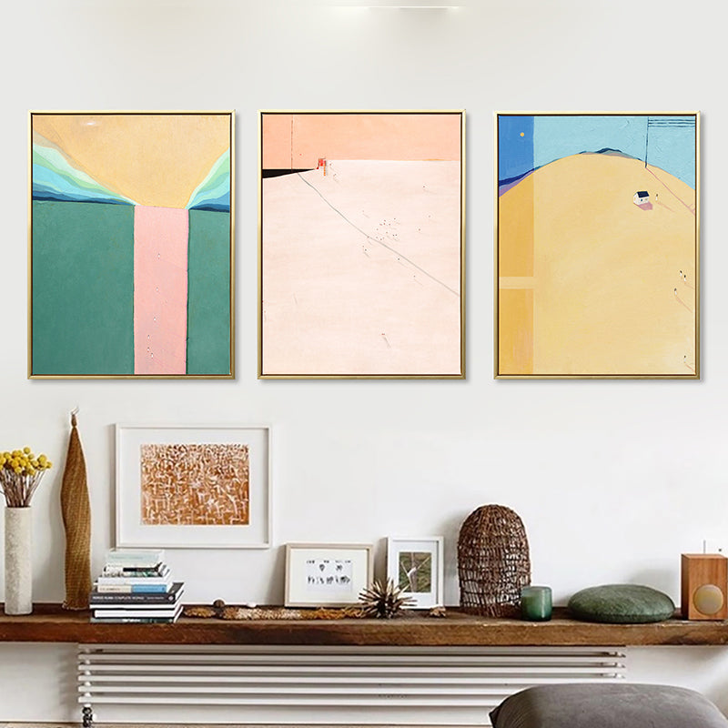 Abstract Scenery Drawing Canvas Art Nordic Textured Wall Decor in Soft Color for Room Clearhalo 'Arts' 'Canvas Art' 1786487