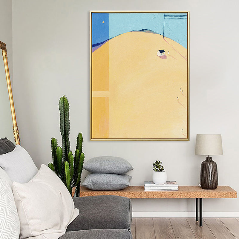 Abstract Scenery Drawing Canvas Art Nordic Textured Wall Decor in Soft Color for Room Khaki Clearhalo 'Arts' 'Canvas Art' 1786488