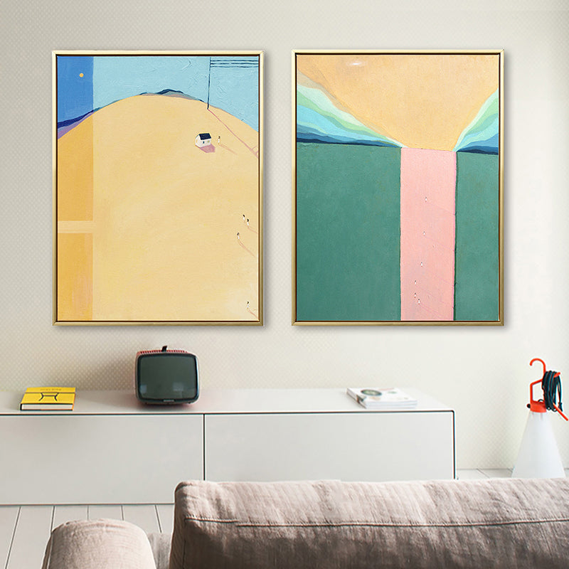 Abstract Scenery Drawing Canvas Art Nordic Textured Wall Decor in Soft Color for Room Clearhalo 'Arts' 'Canvas Art' 1786495