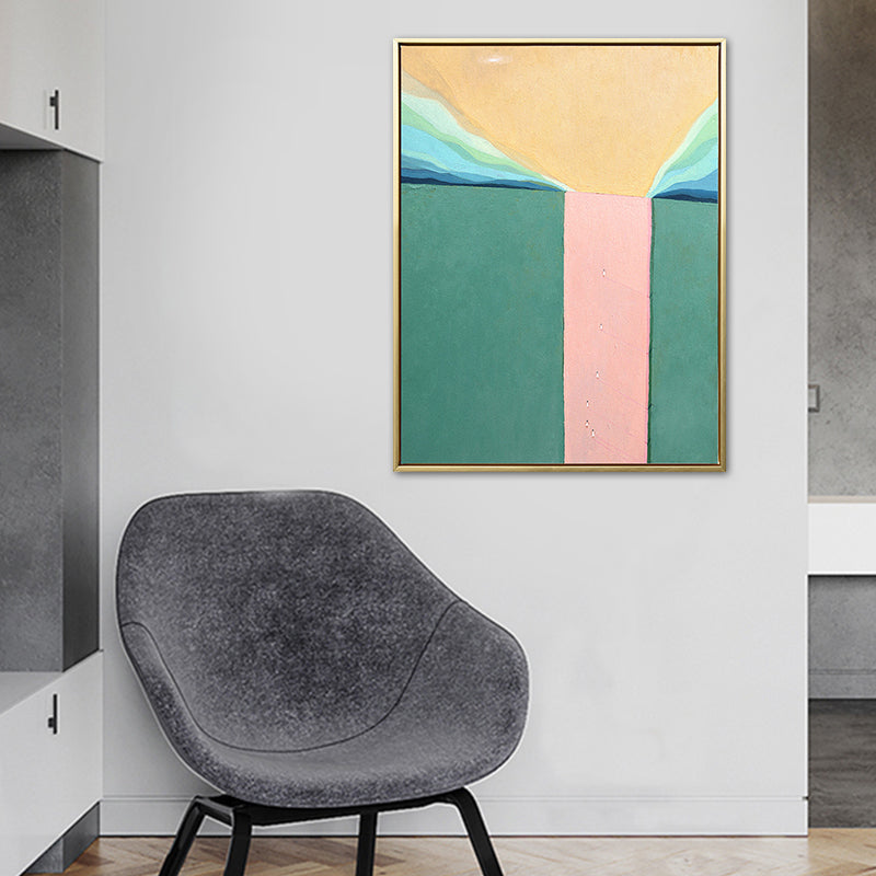 Abstract Scenery Drawing Canvas Art Nordic Textured Wall Decor in Soft Color for Room Green Clearhalo 'Arts' 'Canvas Art' 1786496