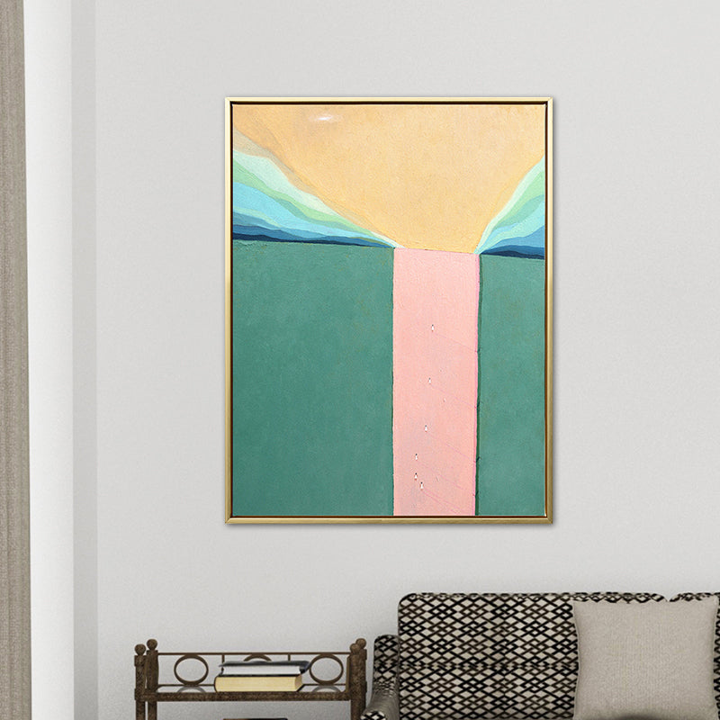 Abstract Scenery Drawing Canvas Art Nordic Textured Wall Decor in Soft Color for Room Clearhalo 'Arts' 'Canvas Art' 1786497