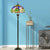 Brass Domed Reading Floor Light Tiffany Style 3-Light Cut Glass Standing Lamp with Flower and Dragonfly Pattern Brass Clearhalo 'Floor Lamps' 'Lamps' Lighting' 1786509