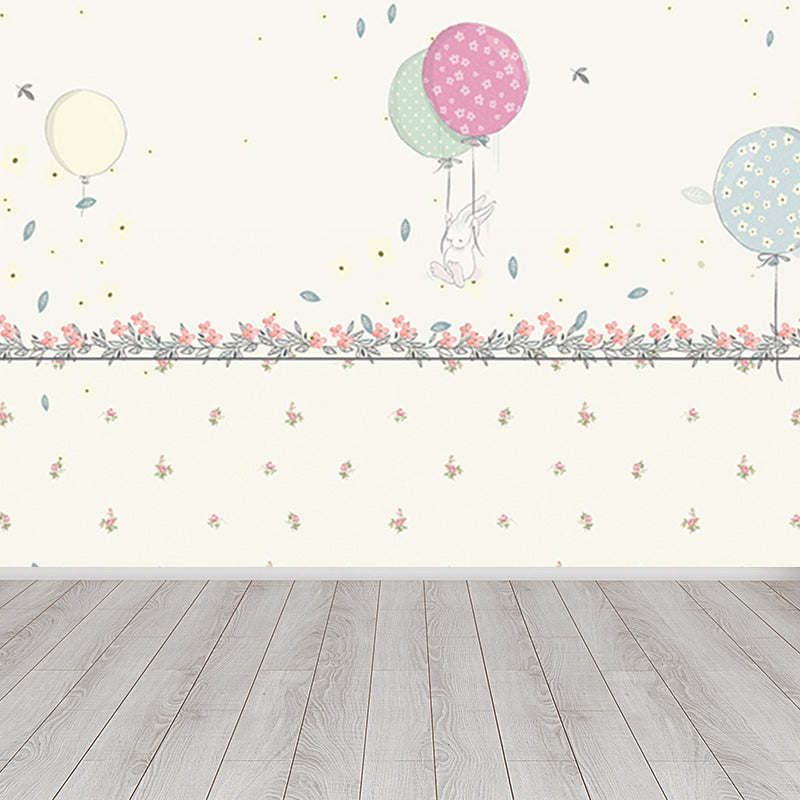 Pastel Color Balloon Wallpaper Mural Moisture Resistant Cartoon Baby Room Wall Art Clearhalo 'Wall Decor' 'Wall Mural' 1786531