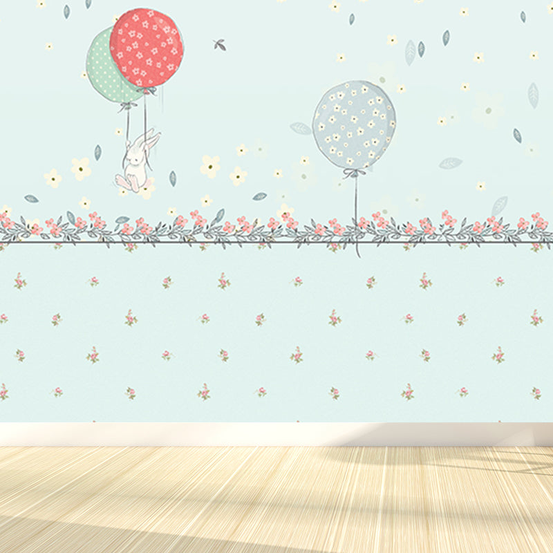 Pastel Color Balloon Wallpaper Mural Moisture Resistant Cartoon Baby Room Wall Art Clearhalo 'Wall Decor' 'Wall Mural' 1786536