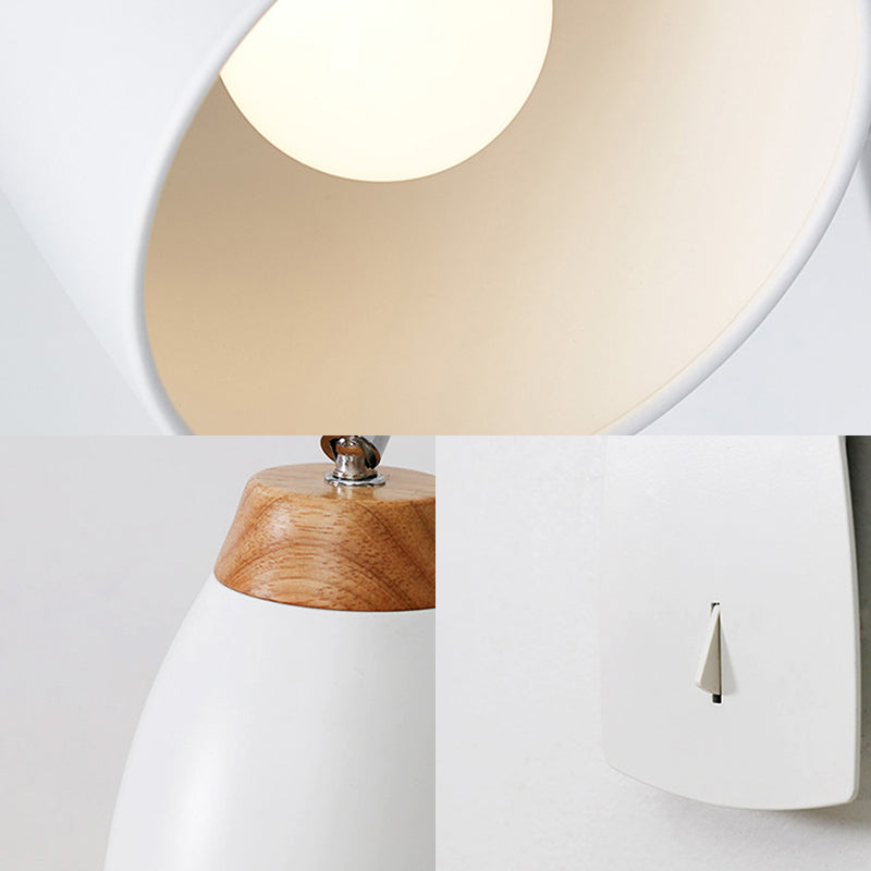 Black/White Tapered Wall Lighting Fixture Simple Metallic 1 Head Sconce Light Fixture with Switch for Study Clearhalo 'Cast Iron' 'Glass' 'Industrial' 'Modern wall lights' 'Modern' 'Tiffany' 'Traditional wall lights' 'Wall Lamps & Sconces' 'Wall Lights' Lighting' 1786677