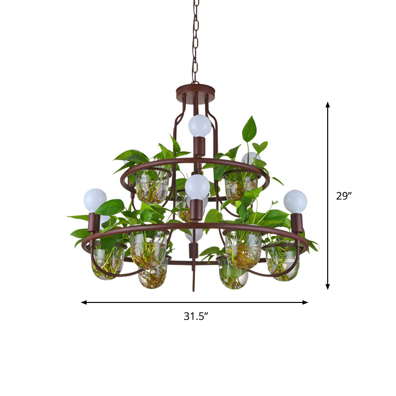 1/2-Tier Metal Chandelier Light Industrial 4/7/10 Bulbs Living Room LED Hanging Lamp in Coffee Clearhalo 'Cast Iron' 'Ceiling Lights' 'Chandeliers' 'Industrial Chandeliers' 'Industrial' 'Metal' 'Middle Century Chandeliers' 'Rustic Chandeliers' 'Tiffany' Lighting' 1786715
