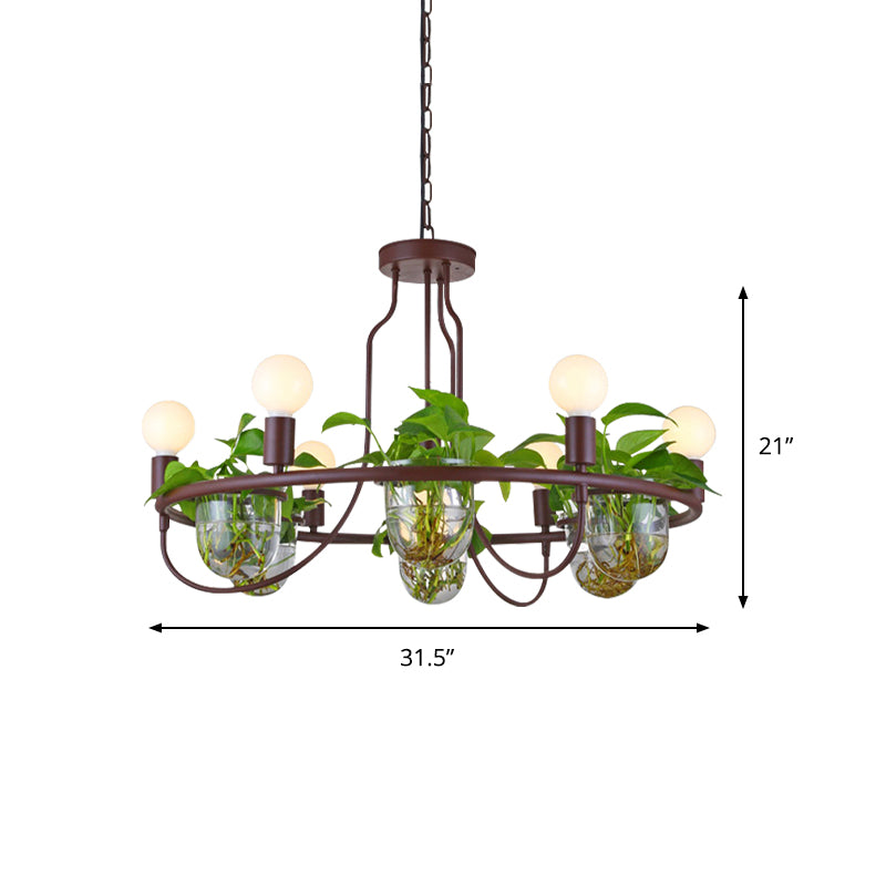 1/2-Tier Metal Chandelier Light Industrial 4/7/10 Bulbs Living Room LED Hanging Lamp in Coffee Clearhalo 'Cast Iron' 'Ceiling Lights' 'Chandeliers' 'Industrial Chandeliers' 'Industrial' 'Metal' 'Middle Century Chandeliers' 'Rustic Chandeliers' 'Tiffany' Lighting' 1786718