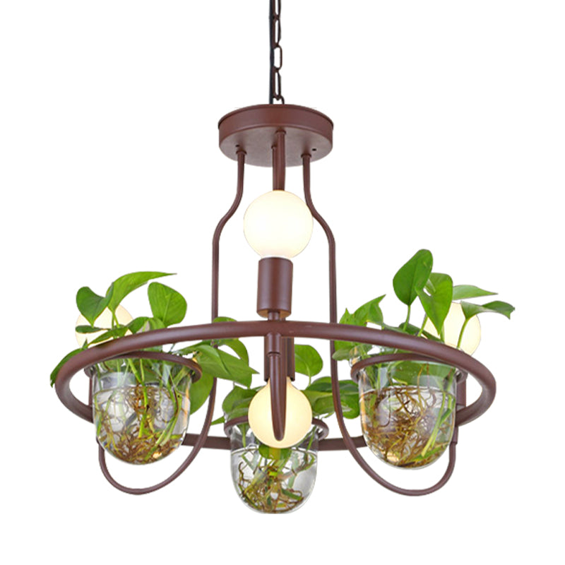 1/2-Tier Metal Chandelier Light Industrial 4/7/10 Bulbs Living Room LED Hanging Lamp in Coffee Clearhalo 'Cast Iron' 'Ceiling Lights' 'Chandeliers' 'Industrial Chandeliers' 'Industrial' 'Metal' 'Middle Century Chandeliers' 'Rustic Chandeliers' 'Tiffany' Lighting' 1786720
