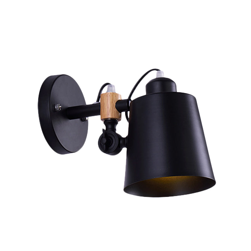 1 Head Barrel Wall Lamp Sconce Industrial White/Black Metal Wall Lighting with Adjustable Node Clearhalo 'Art deco wall lights' 'Cast Iron' 'Glass' 'Industrial wall lights' 'Industrial' 'Middle century wall lights' 'Modern' 'Rustic wall lights' 'Tiffany' 'Traditional wall lights' 'Wall Lamps & Sconces' 'Wall Lights' Lighting' 1786782