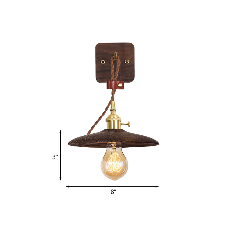 Wood Tray Plug-In Wall Lighting Ideas Rural 1 Bulb 8"/10" Wide Bedside Sconce Light in Brown with Extra Long Wire Cord Clearhalo 'Industrial wall lights' 'Industrial' 'Middle century wall lights' 'Rustic wall lights' 'Tiffany' 'Wall Lamps & Sconces' 'Wall Lights' Lighting' 1787082