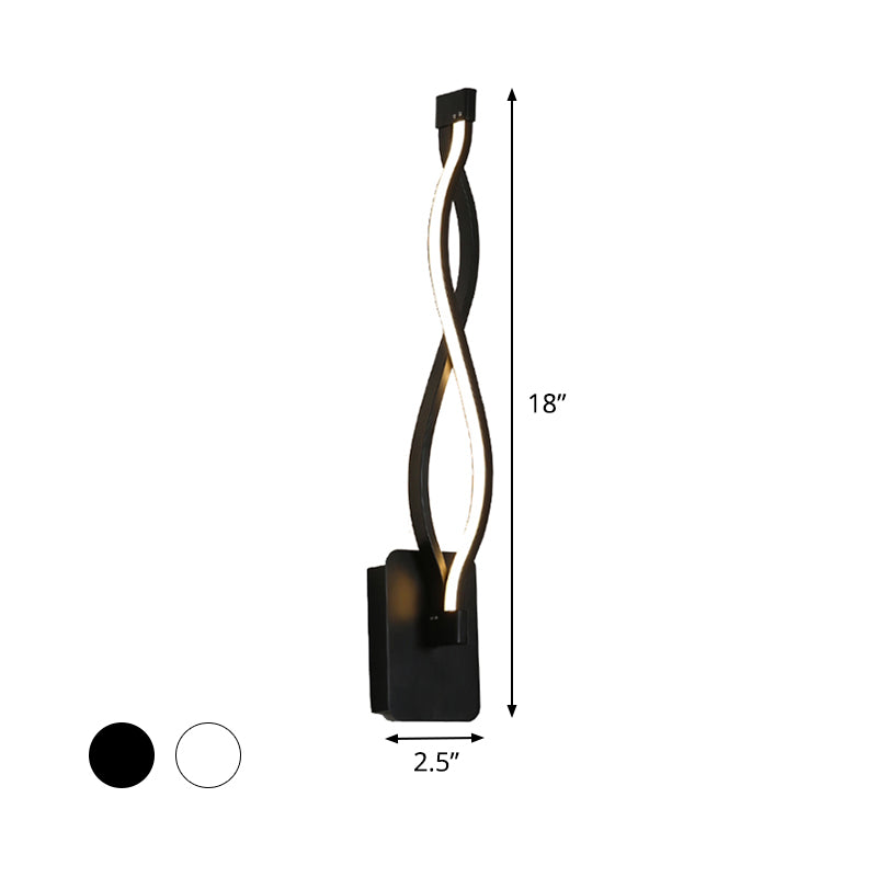 Stranded Stairway Wall Lighting Ideas Metal Minimalism LED Sconce Fixture in Warm/White Light, Black/White Clearhalo 'Modern wall lights' 'Modern' 'Wall Lamps & Sconces' 'Wall Lights' Lighting' 1787195