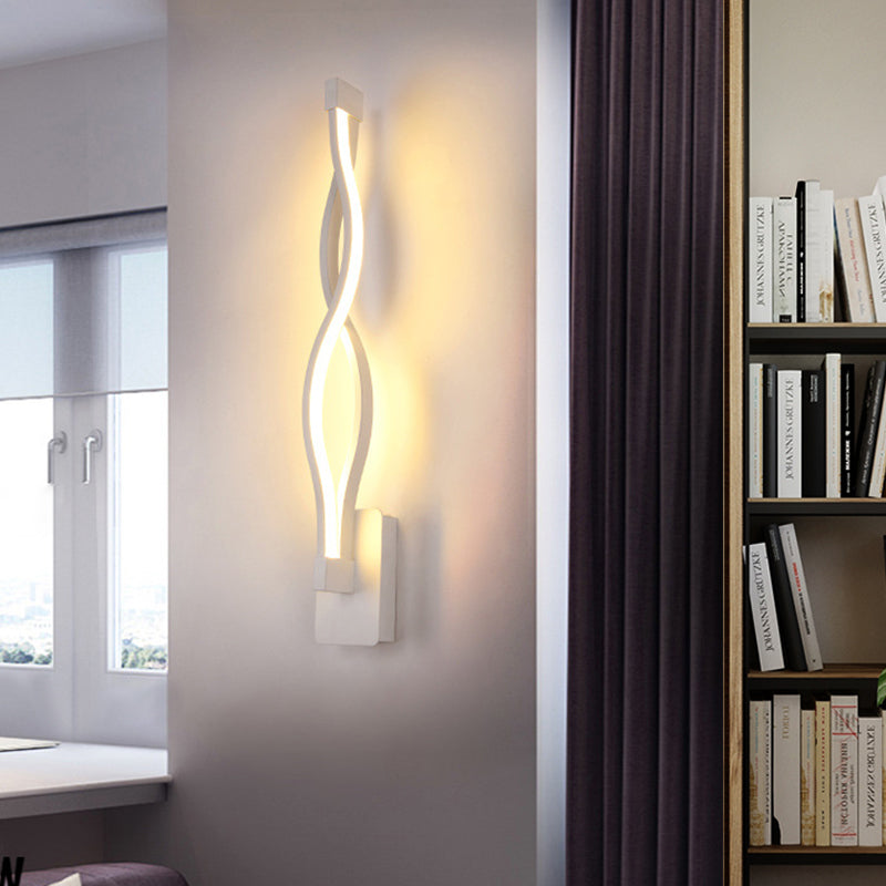 Stranded Stairway Wall Lighting Ideas Metal Minimalism LED Sconce Fixture in Warm/White Light, Black/White White Clearhalo 'Modern wall lights' 'Modern' 'Wall Lamps & Sconces' 'Wall Lights' Lighting' 1787196