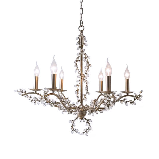 Rural Entwined Vine Chandelier 6 Lights Clear Crystal Ceiling Pendant with Candle Design Clearhalo 'Ceiling Lights' 'Chandeliers' 'Clear' 'Industrial' 'Modern Chandeliers' 'Modern' 'Tiffany' 'Traditional Chandeliers' Lighting' 1787219