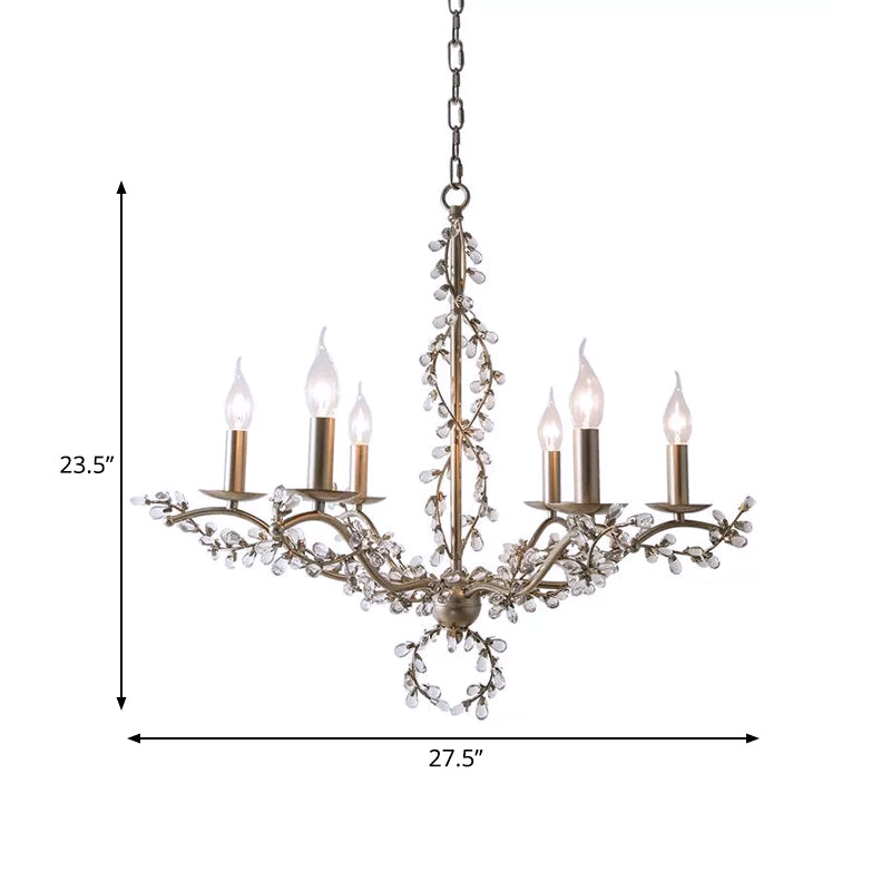 Rural Entwined Vine Chandelier 6 Lights Clear Crystal Ceiling Pendant with Candle Design Clearhalo 'Ceiling Lights' 'Chandeliers' 'Clear' 'Industrial' 'Modern Chandeliers' 'Modern' 'Tiffany' 'Traditional Chandeliers' Lighting' 1787220