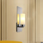 Chrome/Black Cylinder Sconce Lamp Traditional 1 Head Living Room Wall Mounted Light Fixture with Rectangular Backplate Clearhalo 'Wall Lamps & Sconces' 'Wall Lights' Lighting' 1787255