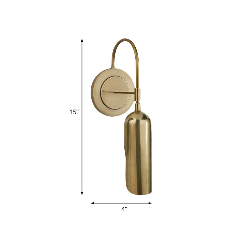 Metal Tube Wall Mounted Lamp Colonial 1 Light Living Room Wall Sconce Lighting Fixture in Gold Clearhalo 'Wall Lamps & Sconces' 'Wall Lights' Lighting' 1787291