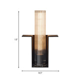 Single Translucent Glass Wall Light Kit Vintage Black Tube Bedroom Sconce Lighting Fixture with Slot Arm Clearhalo 'Wall Lamps & Sconces' 'Wall Lights' Lighting' 1787384