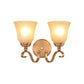 Frosted Glass Gold Wall Lamp Bell 1/2-Light Colonialism Sconce Lighting Fixture with Metal Curved Arm Clearhalo 'Wall Lamps & Sconces' 'Wall Lights' Lighting' 1787428