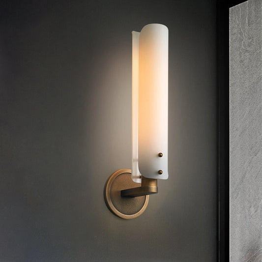 Milk Glass Curved Wall Sconce Colonialism 1/2-Light Bedroom Wall Mounted Light Fixture in Gold Clearhalo 'Wall Lamps & Sconces' 'Wall Lights' Lighting' 1787515