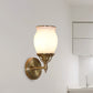Urn Opal Glass Sconce Lamp Colonialism 1-Bulb Living Room Wall Light Fixture in Brass with Metal Straight Am Clearhalo 'Wall Lamps & Sconces' 'Wall Lights' Lighting' 1787543