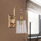 Conical Bathroom Sconce Light Colonial White/Clear Bubble Glass 1 Bulb Brass Wall Lamp with Metal Gooseneck Arm Clearhalo 'Wall Lamps & Sconces' 'Wall Lights' Lighting' 1787550