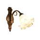 Traditionalism Floral Wall Lamp Fixture 1/2-Light White Glass Wall Sconce Lighting in Black for Bedroom Clearhalo 'Wall Lamps & Sconces' 'Wall Lights' Lighting' 1787599
