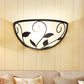 Half Moon Bedroom Wall Sconce Vintage White Glass 1 Head Black Wall Lighting with Leaf Design Clearhalo 'Wall Lamps & Sconces' 'Wall Lights' Lighting' 1787603
