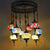 10-Light Oval Chandelier Lamp Bohemia Style Red/Yellow/Orange Stained Glass Down Lighting with Round Design Orange Clearhalo 'Ceiling Lights' 'Chandeliers' 'Glass shade' 'Glass' Lighting' 1787669