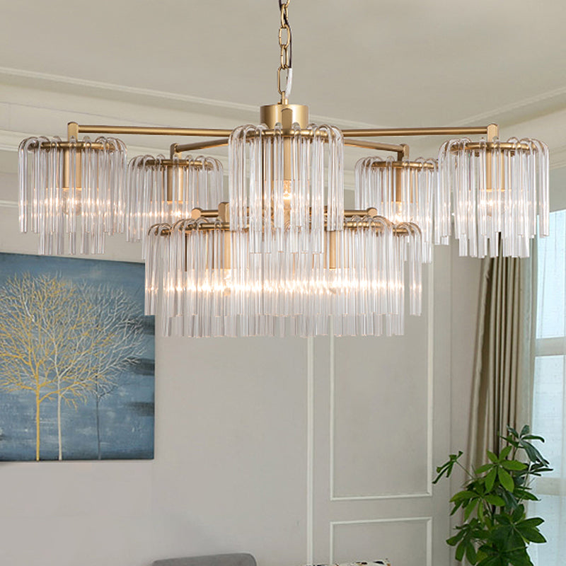 Crystal Circular Chandelier Pendant Light Rustic 6/7/10 Lights Bedroom Ceiling Lamp in Gold Clearhalo 'Ceiling Lights' 'Chandeliers' Lighting' options 1787789