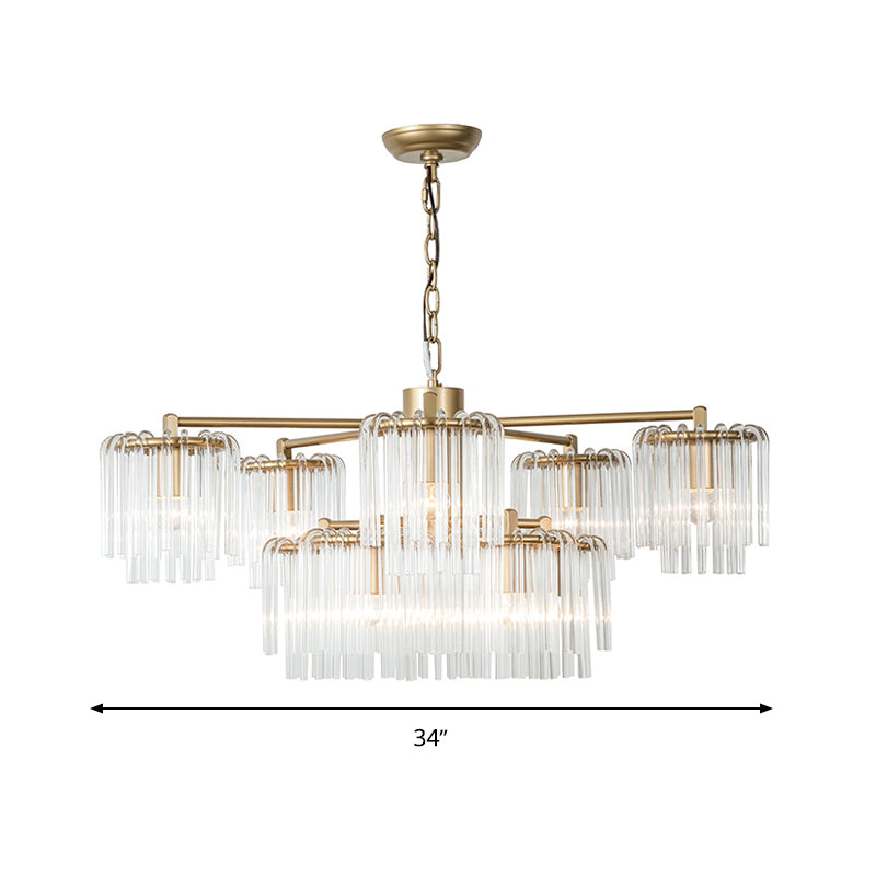 Crystal Circular Chandelier Pendant Light Rustic 6/7/10 Lights Bedroom Ceiling Lamp in Gold Clearhalo 'Ceiling Lights' 'Chandeliers' Lighting' options 1787792