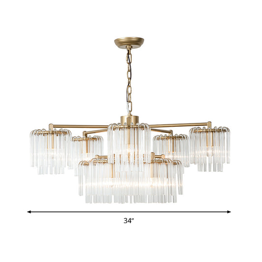 Crystal Circular Chandelier Pendant Light Rustic 6/7/10 Lights Bedroom Ceiling Lamp in Gold Clearhalo 'Ceiling Lights' 'Chandeliers' Lighting' options 1787792