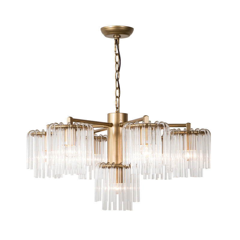 Crystal Circular Chandelier Pendant Light Rustic 6/7/10 Lights Bedroom Ceiling Lamp in Gold Clearhalo 'Ceiling Lights' 'Chandeliers' Lighting' options 1787795