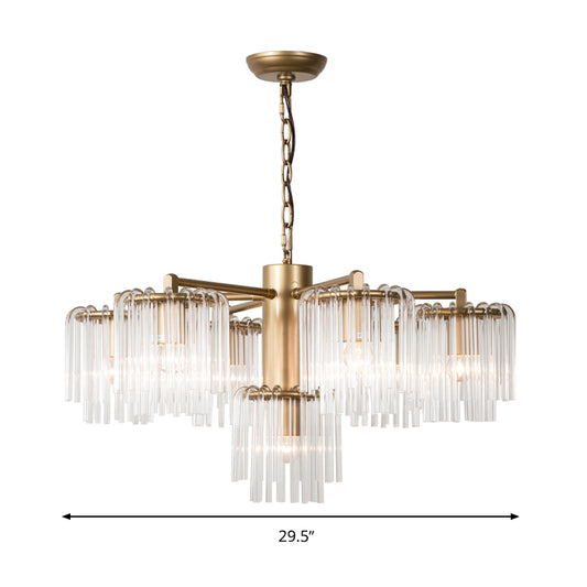Crystal Circular Chandelier Pendant Light Rustic 6/7/10 Lights Bedroom Ceiling Lamp in Gold Clearhalo 'Ceiling Lights' 'Chandeliers' Lighting' options 1787796