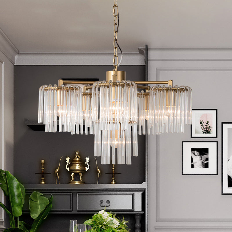 Crystal Circular Chandelier Pendant Light Rustic 6/7/10 Lights Bedroom Ceiling Lamp in Gold Clearhalo 'Ceiling Lights' 'Chandeliers' Lighting' options 1787797