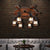 Lantern Restaurant Ceiling Chandelier Coastal Metal 6 Lights Balck Pendant Lamp with Wooedn Rudder Decoration Black Clearhalo 'Cast Iron' 'Ceiling Lights' 'Chandeliers' 'Industrial Chandeliers' 'Industrial' 'Metal' 'Middle Century Chandeliers' 'Rustic Chandeliers' 'Tiffany' Lighting' 1787979